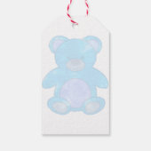 Schattige Baby Beer in blauw aangepaste tekst Cadeaulabel (Achterkant)