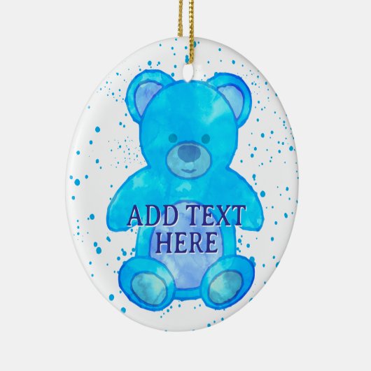 Schattige Baby Beer in blauw aangepaste tekst Keramisch Ornament (Rechts)