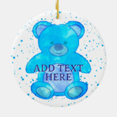 Schattige Baby Beer in blauw aangepaste tekst Keramisch Ornament (Achterkant)