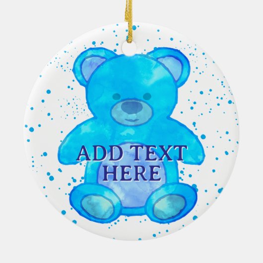 Schattige Baby Beer in blauw aangepaste tekst Keramisch Ornament (Achterkant)