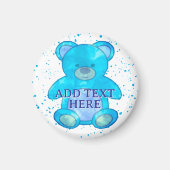 Schattige Baby Beer in blauw aangepaste tekst Magneet (Voorkant)