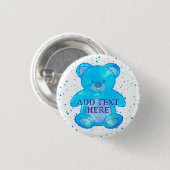 Schattige Baby Beer in blauw aangepaste tekst Ronde Button 3,2 Cm (Voorkant /achterkant)