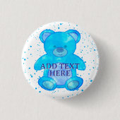 Schattige Baby Beer in blauw aangepaste tekst Ronde Button 3,2 Cm (Voorkant)