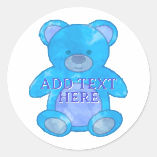 Schattige Baby Beer in blauw aangepaste tekst Ronde Sticker (Voorkant)