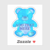 Schattige Baby Beer in blauw aangepaste tekst Sticker (Vel)