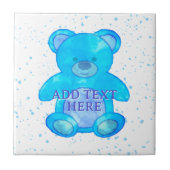 Schattige Baby Beer in blauw aangepaste tekst Tegeltje (Voorkant)