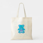 Schattige Baby Beer in blauw aangepaste tekst Tote Bag (Achterkant)
