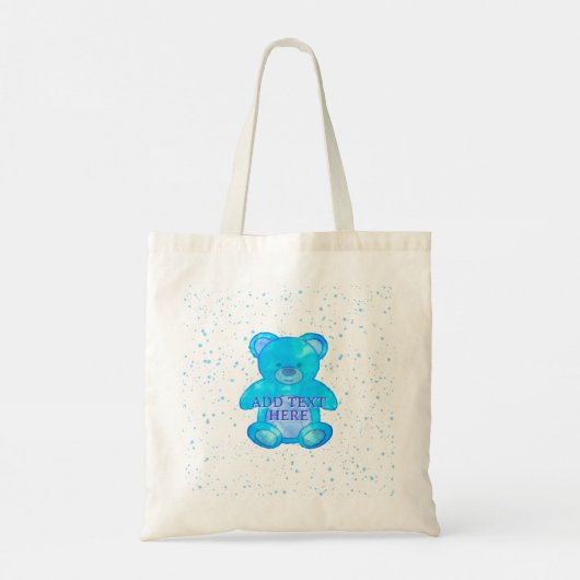 Schattige Baby Beer in blauw aangepaste tekst Tote Bag (Achterkant)