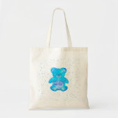 Schattige Baby Beer in blauw aangepaste tekst Tote Bag (Voorkant)