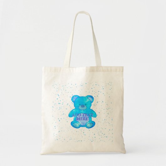 Schattige Baby Beer in blauw aangepaste tekst Tote Bag (Voorkant)