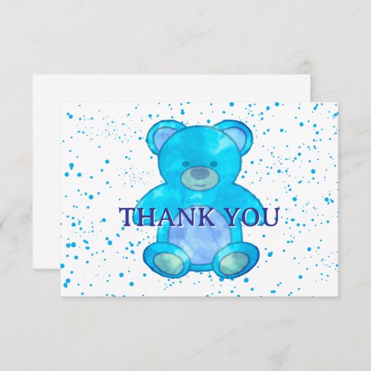 Schattige Baby Beer in blauw Custom Bedankt (Voorkant / Achterkant)
