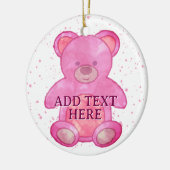 Schattige Baby Beer in roze aangepaste tekst Keramisch Ornament (Links)