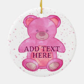 Schattige Baby Beer in roze aangepaste tekst Keramisch Ornament (Achterkant)