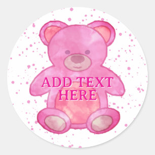 Schattige Baby Beer in roze aangepaste tekst Ronde Sticker