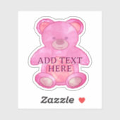 Schattige Baby Beer in roze aangepaste tekst Sticker (Vel)