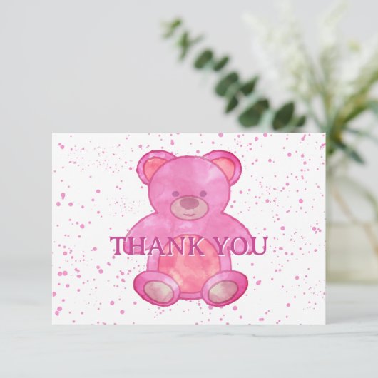 Schattige Baby Beer in roze Custom Bedankt (Staand voorkant)