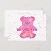 Schattige Baby Beer in roze Custom Bedankt (Voorkant / Achterkant)
