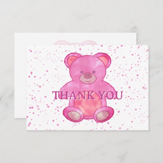 Schattige Baby Beer in roze Custom Bedankt (Voorkant / Achterkant)
