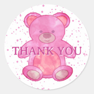 Schattige Baby Beer in roze Custom Bedankt Ronde Sticker