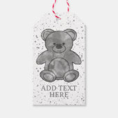 Schattige Baby Beer in zwart-wit aangepaste tekst Cadeaulabel (Voorkant)