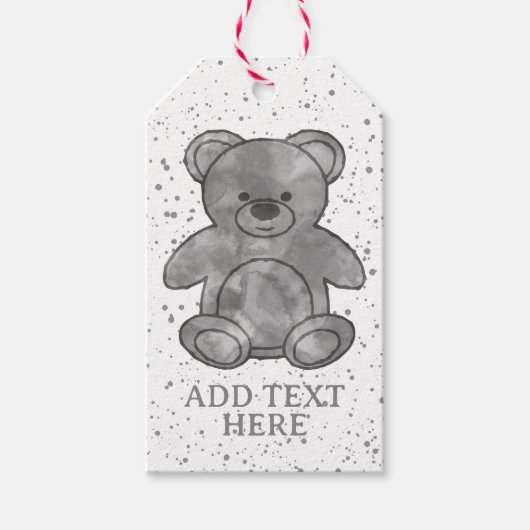 Schattige Baby Beer in zwart-wit aangepaste tekst Cadeaulabel (Voorkant)