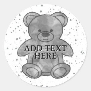Schattige Baby Beer in zwart-wit aangepaste tekst Ronde Sticker