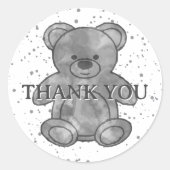 Schattige Baby Beer in zwart-wit Custom Bedankt Ronde Sticker (Voorkant)