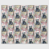 Schattige Baby Beer Meisje Gepersonaliseerde Verja Cadeaupapier (Vlak)