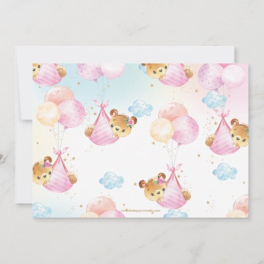 Schattige Baby Beer Meisje Virtueel Baby shower pe Kaart (Achterkant)