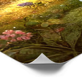 Schattige Baby-Beer met bloemen in betoverd bos | Poster (Hoek)