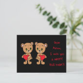 Schattige baby beer met harten, op maat briefkaart (Staand voorkant)