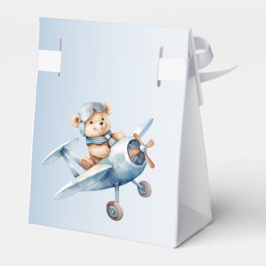 Schattige Baby Beer Pilot Blue Airplane Mooi Bedankdoosjes (Achterkant)