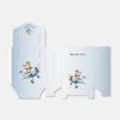 Schattige Baby Beer Pilot Blue Airplane Mooi Bedankdoosjes (Uitgevouwen)