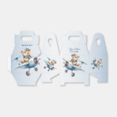 Schattige Baby Beer Pilot Blue Airplane Mooi Bedankdoosjes (Uitgevouwen)
