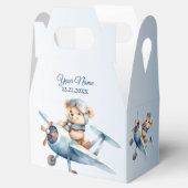 Schattige Baby Beer Pilot Blue Airplane Mooi Bedankdoosjes (Geopend)