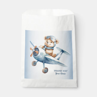Schattige Baby Beer Pilot Blue Airplane Mooi Bedankzakje