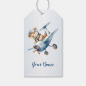 Schattige Baby Beer Pilot Blue Airplane Mooi Cadeaulabel (Voorkant)
