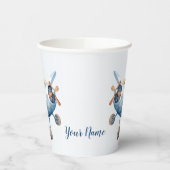 Schattige Baby Beer Pilot Blue Airplane Mooi Papieren Bekers (Links)