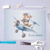 Schattige Baby Beer Pilot Blue Airplane Mooi Tissuepapier (Craft)
