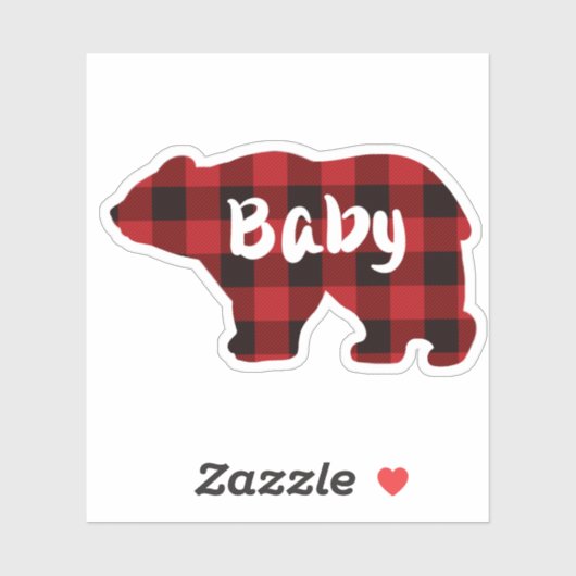Schattige Baby Beer - rood en zwart plaid Sticker (Vel)