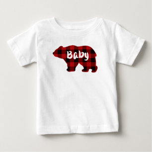 Schattige Baby beer rood zwart buffel geruite