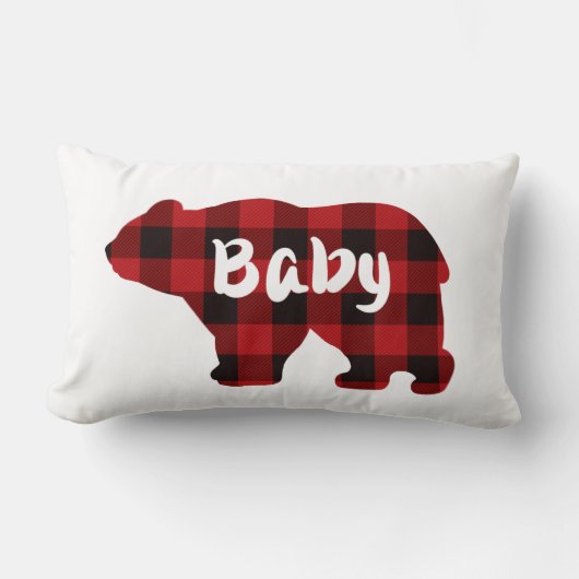 Schattige Baby beer rood zwart buffel geruite Kussen (Voorkant)