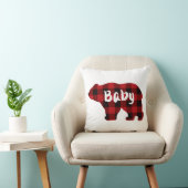 Schattige baby beer rood zwart plaid patroon kussen (Stoel)