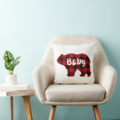 Schattige baby beer rood zwart plaid patroon kussen (Stoel)