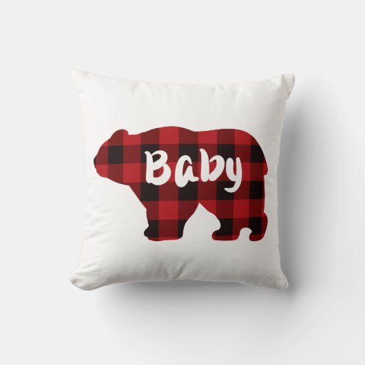 Schattige baby beer rood zwart plaid patroon kussen (Voorkant)