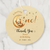 Schattige Baby Beer slaapt op de eerste verjaardag Bedankjes Labels (Achterkant)