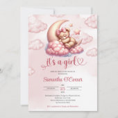 Schattige baby beer slapen over de maan Baby showe Kaart (Voorkant)