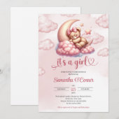 Schattige baby beer slapen over de maan Baby showe Kaart (Voorkant / Achterkant)