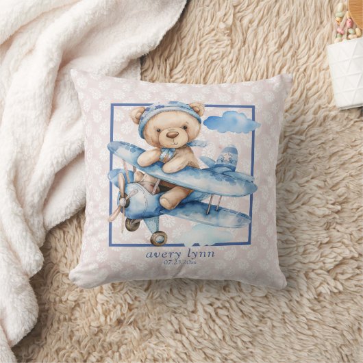 Schattige Baby Beer & Speelgoed Vliegtuigkwekerij Kussen (Deken)