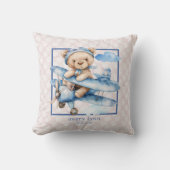 Schattige Baby Beer & Speelgoed Vliegtuigkwekerij Kussen (Voorkant)